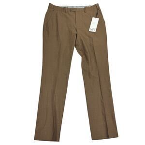 Bar III Mens Slim Fit Wool Blend Active Stretch Suit Pants Rust Copper 36x34